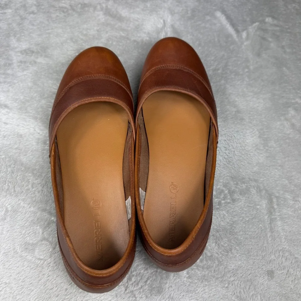 Merrell Leather Ballet Flats Women's US 10 Brown Slip On Comfort Casual Shoes
